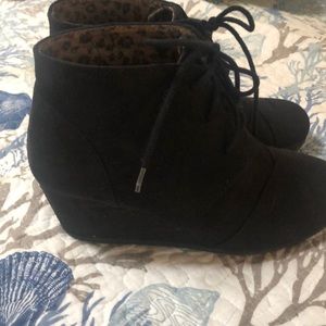 Black suede wedges